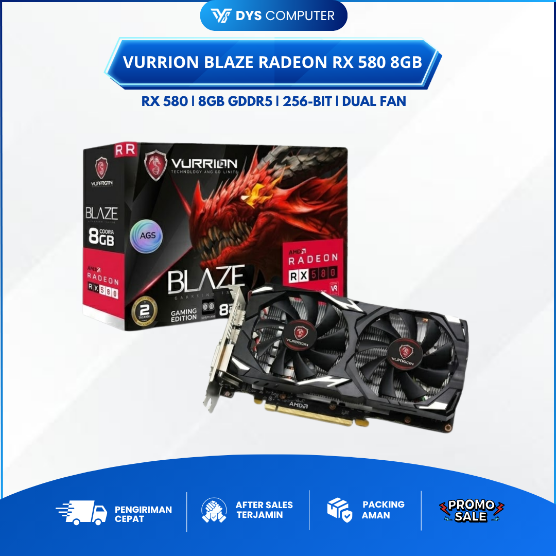 VURRION BLAZE RADEON RX580 8GB RX 580 8G RX-580 8GB AMD RADEON - Hitam