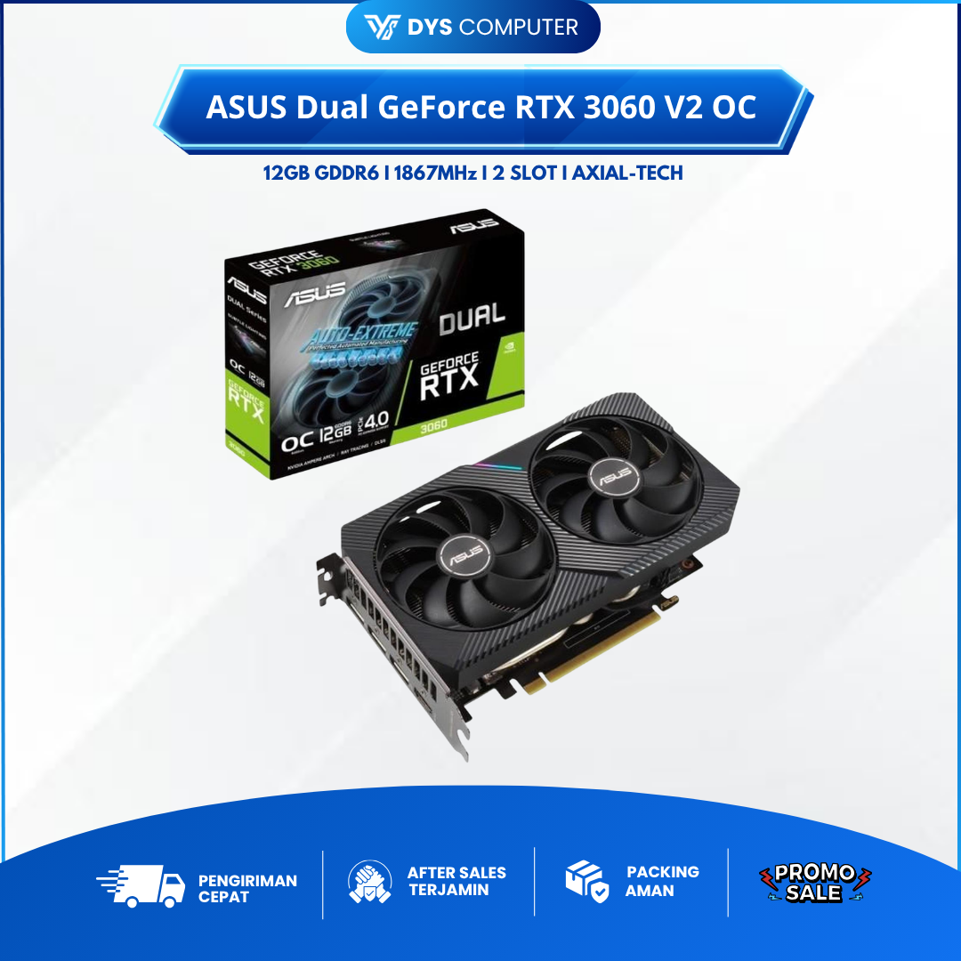 VGA ASUS Dual nVidia GeForce RTX 3060 V2 OC 12GB GDDR6 Resmi