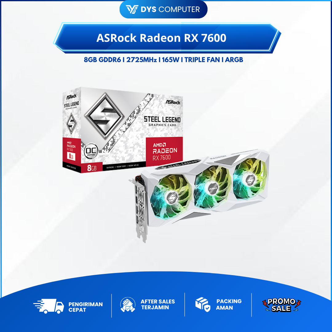 ASRock Radeon RX 7600 8GB GDDR6 - Steel Legend 8G OC