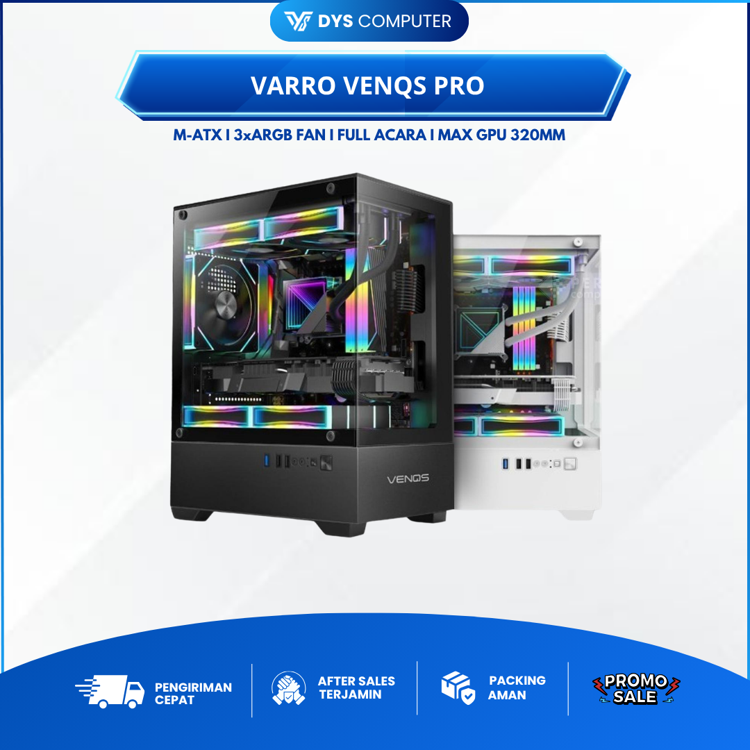 CASING GAMING VARRO VENQS PRO INCLUDE 3 FAN ARGB