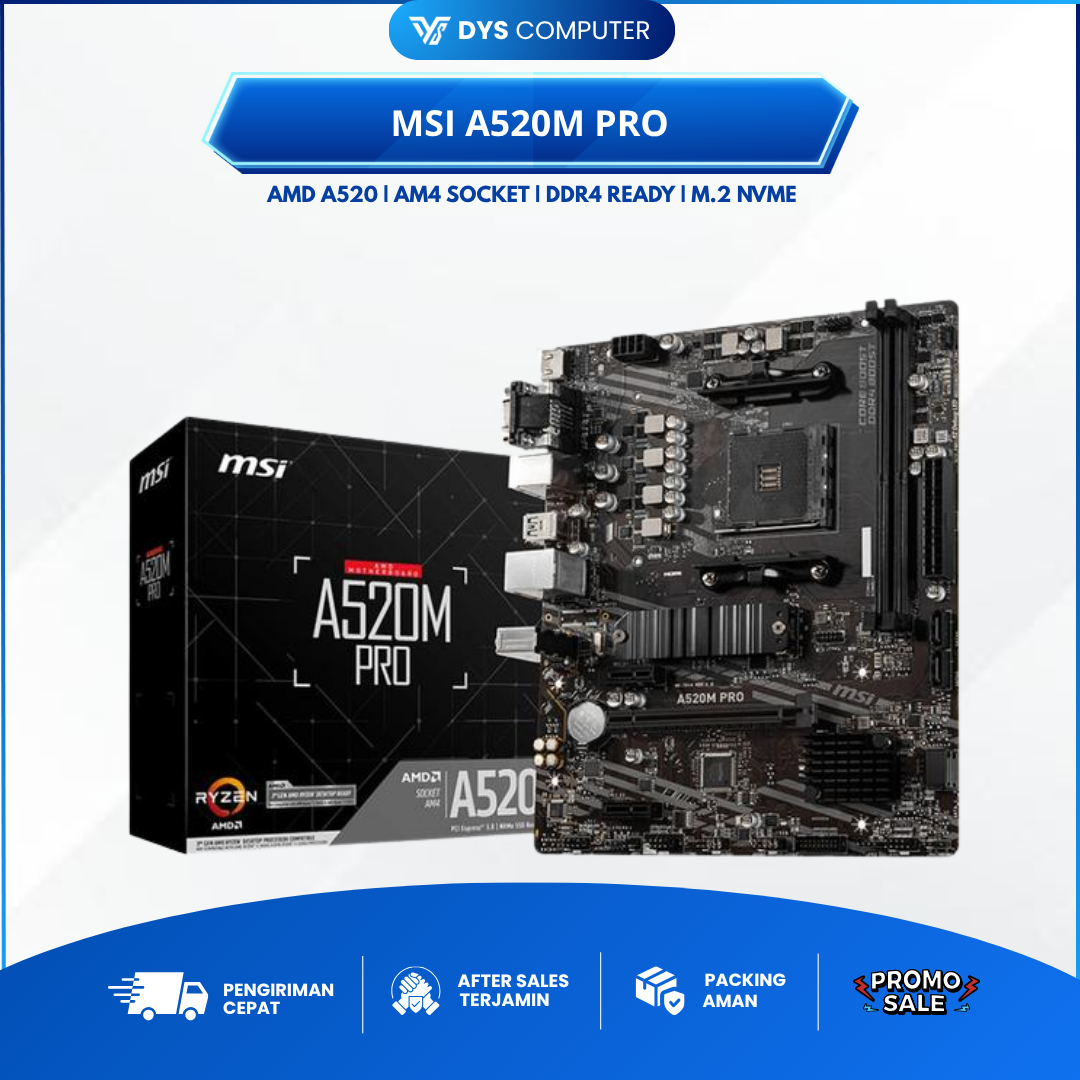 Motherboard MSI A520M PRO AMD AM4 DDR4 M-ATX Support Ryzen 3000 4000G 5000 Series