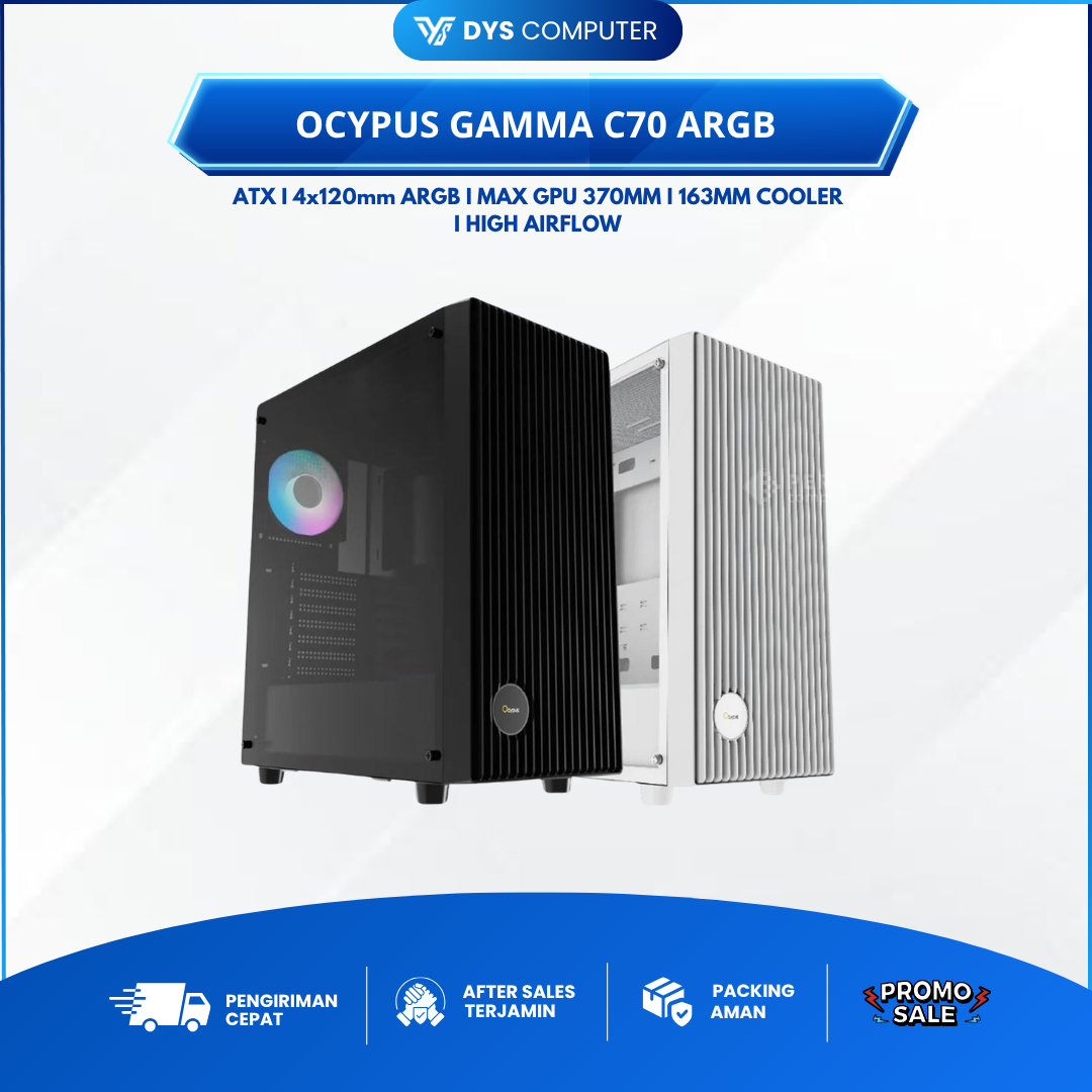 OCYPUS GAMMA C70 ARGB + 4 Fan ARGB High-Airflow Front PaneL  Casing Gaming