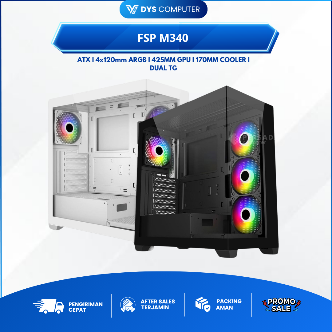 FSP Casing Gaming M340 ATX Tower Tempered Glass