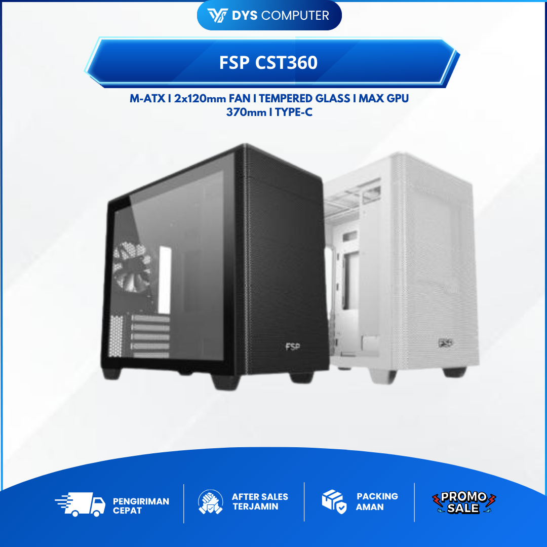 FSP Casing Gaming CST360 M-ATX Include Fan 2 black/white