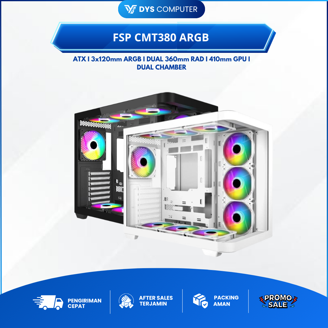 FSP Casing Gaming M380 MID TOWER ATX Include 3 Fan ARGB
