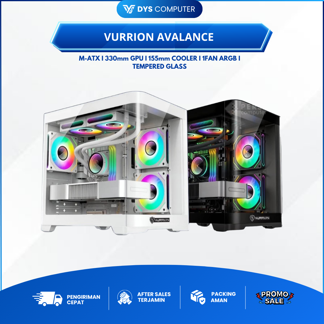 CASING GAMING VURRION AVALANCE MATX TEMPERED GLASS