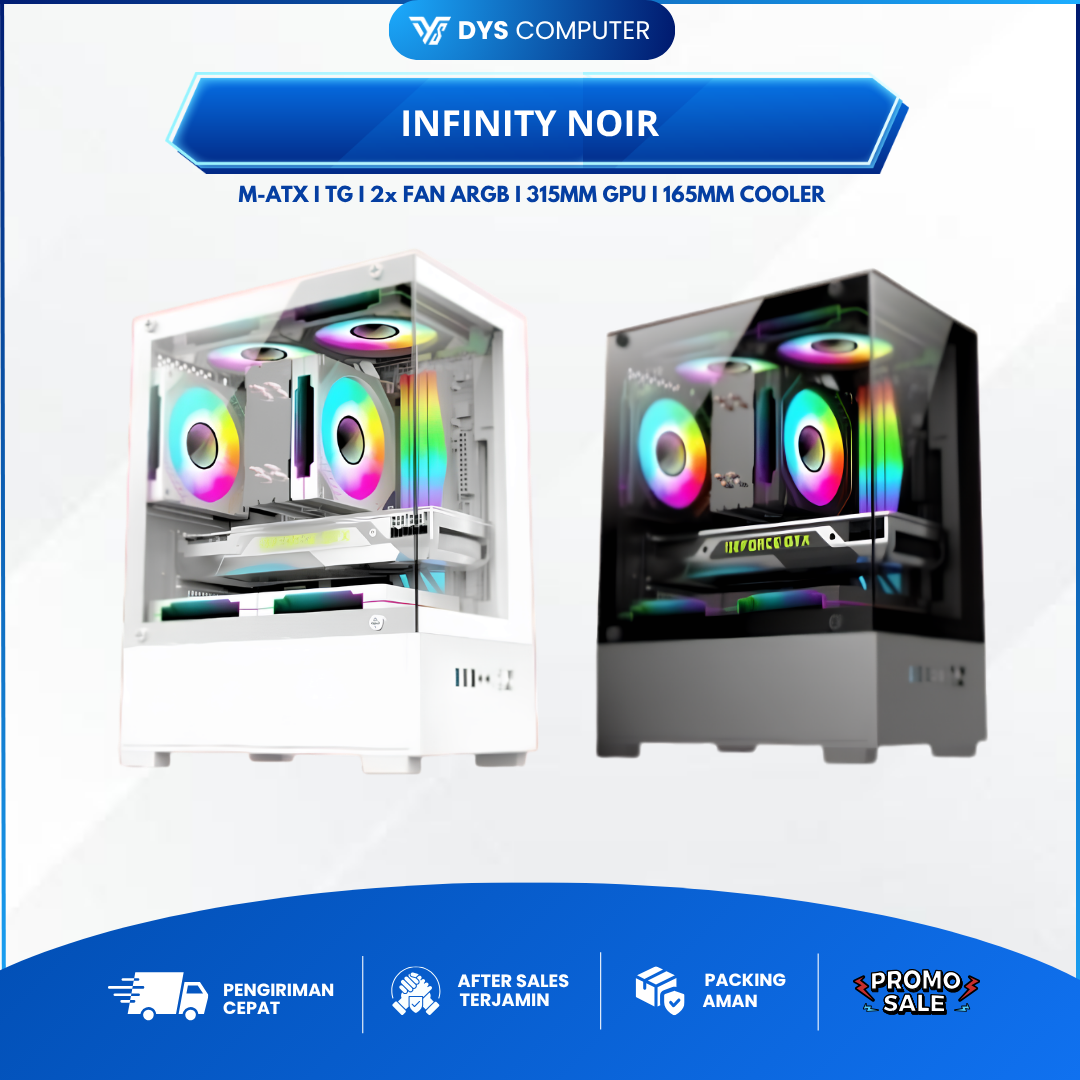 CASING INFINITY NOIR Tempered Glass M-ATX Gaming Case