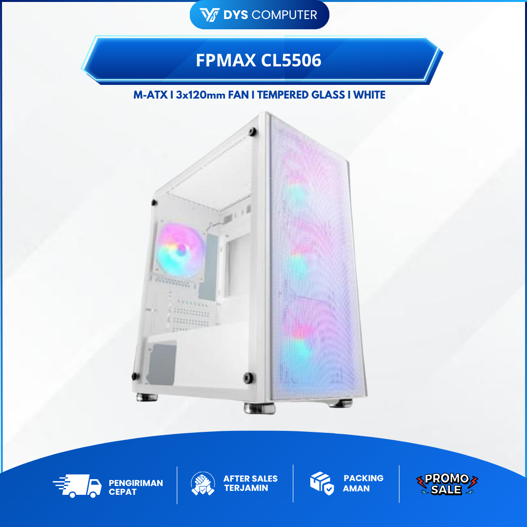 CASING FPMAX CL5506 TEMPERED GLASS mATX - GAMING CASE WHITE