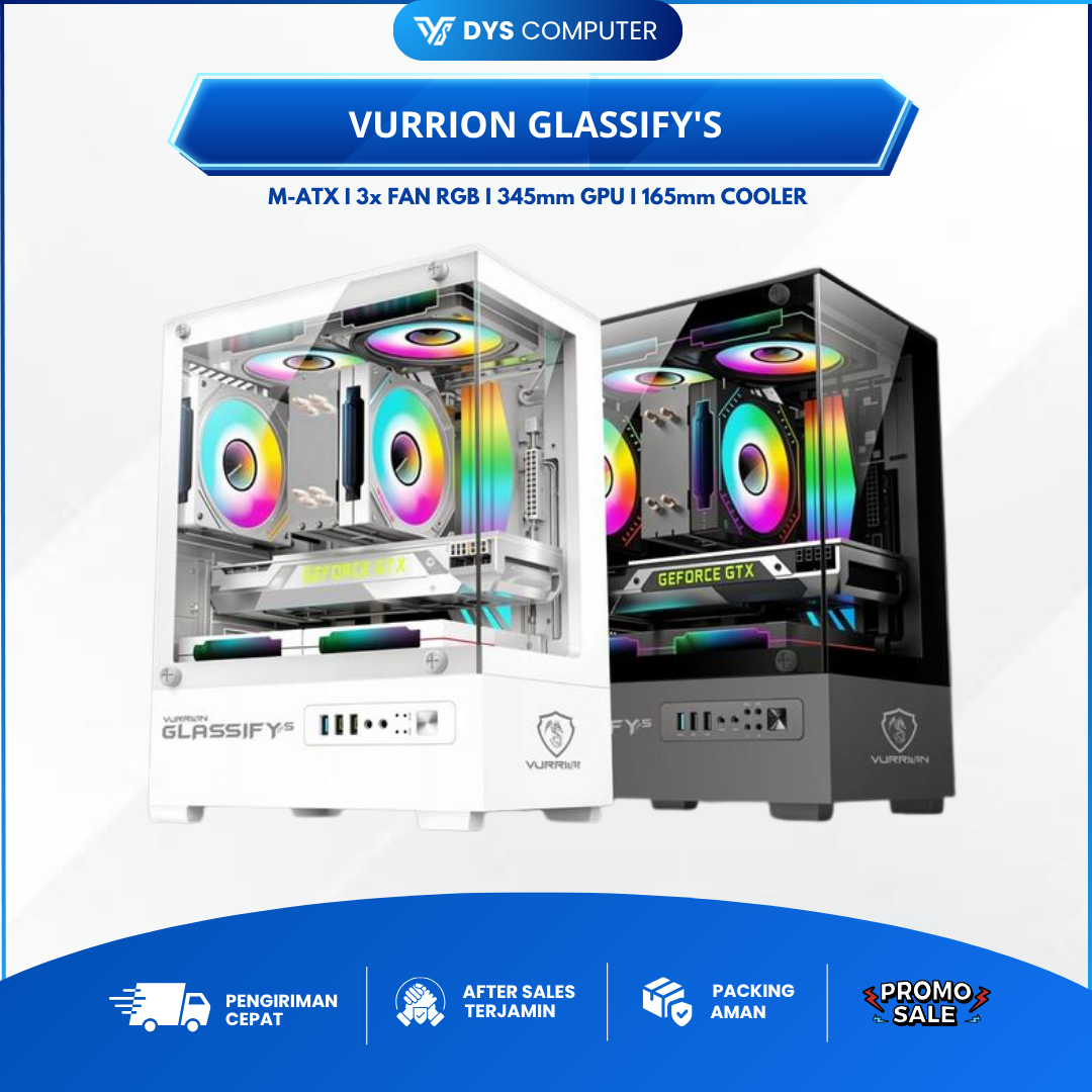 CASING GAMING VURRION GLASSIFY'S Include 3 Fan RGB 