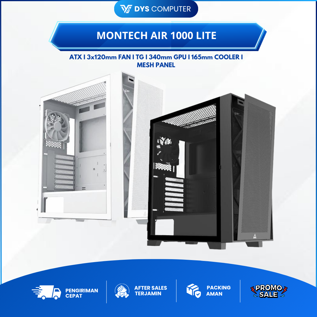 Casing MONTECH AIR 1000 LITE - ATX Tempered Glass + 3pcs Fan