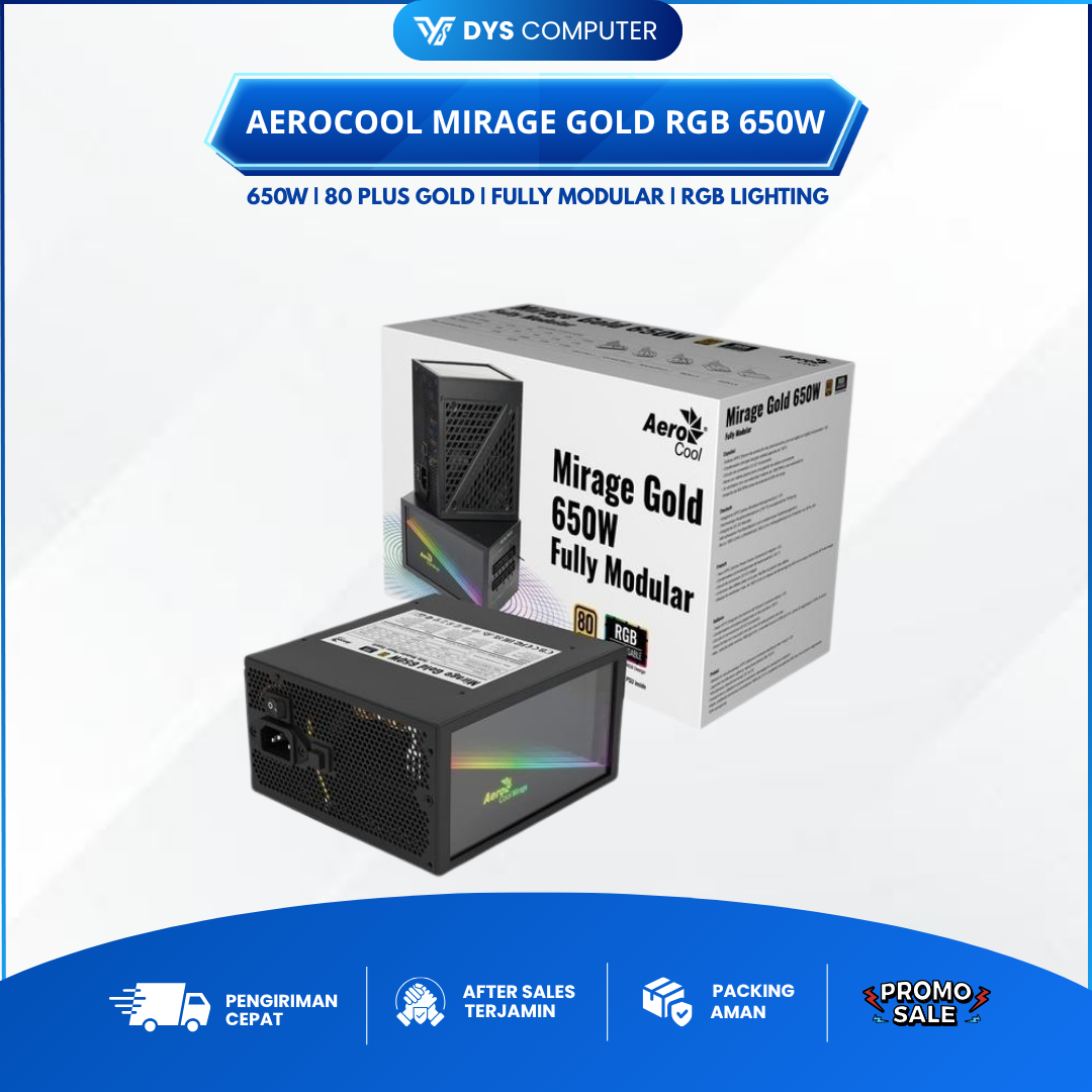 Aerocool Mirage Gold RGB 80+ 650W Fully Modular PSU/ Power Supply 650W